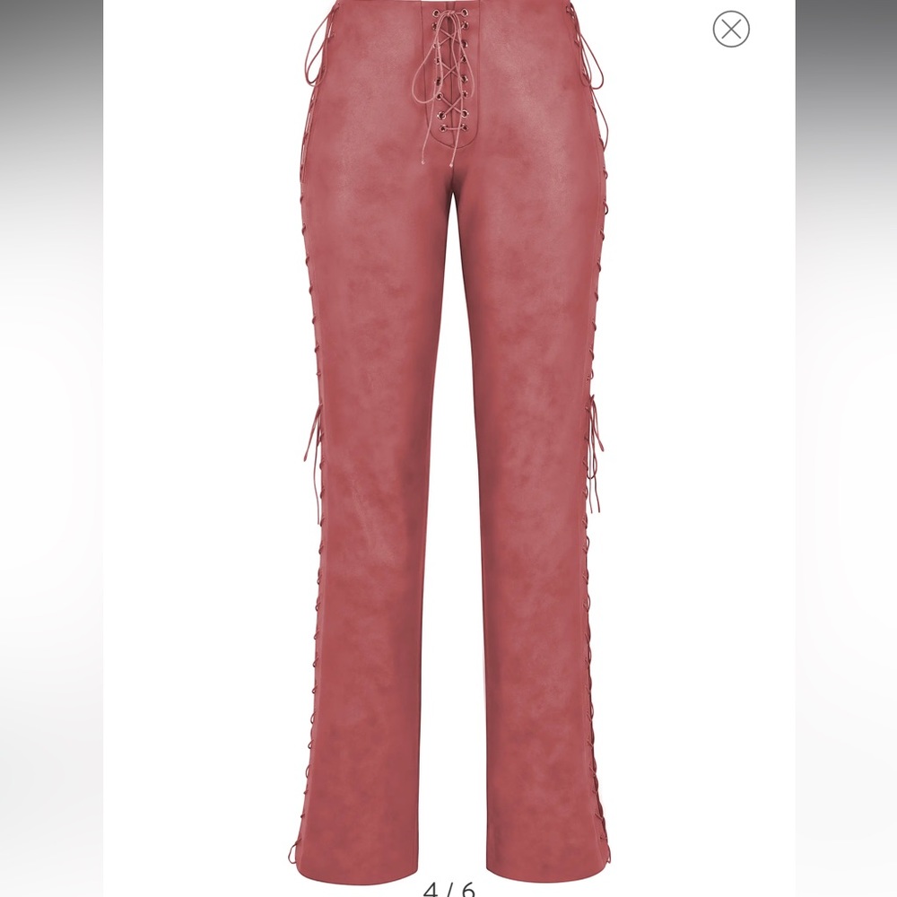 Lace-Up Faux Leather Trousers
